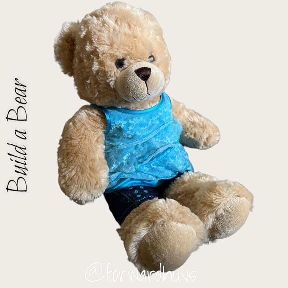 Adorable Build-a-Bear Workshop Teddy Bear in Blue Top and Shorts - Picture 4 of 7